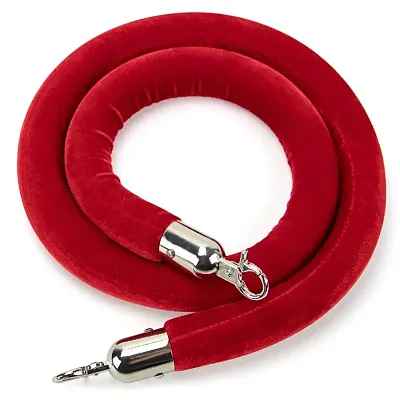 4.5-foot Red Velvet Rope, Silver MRRP-002