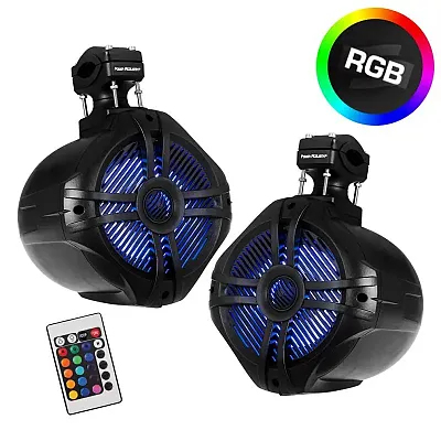 Power Acoustik Marine 6.5&quot; 2-Way Wakeboard Speakers With Rgb Led Illumination (B