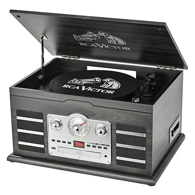 Rca Victor Rwrp-3000-Gr 10-Watt Roxbury 3-Speed Belt-Drive Manual 8-In-1 Turntab