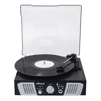 Victor Vhrp-1100-Bk Lakeshore Dual-Bluetooth Belt-Drive Retro 5-In-1 Turntable S