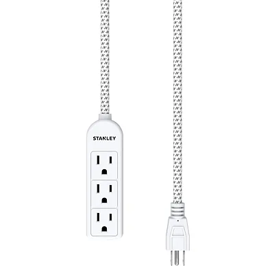 Stanley 30000 3-Ac Outlet Powermax 3 Mini Power Strip, 1.5-Ft. Braided Fabric Co