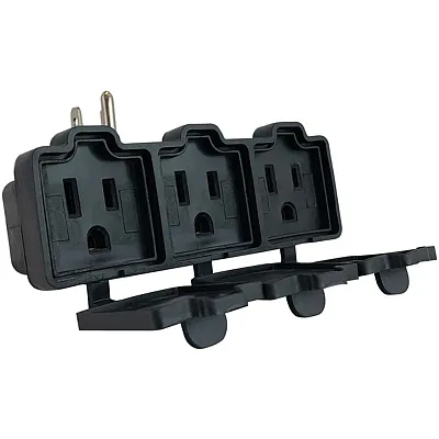 Stanley 31110 3-Ac Outlet Plugmax Outdoor Grounded Wall Tap With Rubberized Prot