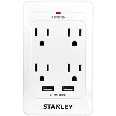 Stanley 33202 4-Ac Outlet And 2-Usb Port 1,080-Joules Surgequad Surge Protector