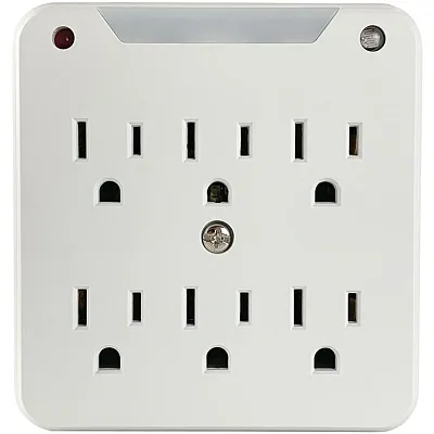 Stanley 33208 6-Ac Outlet 750-Joules Surgepro Surge-Suppression Night-Light Wall