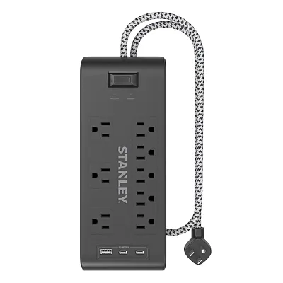 Stanley 33308 8-Ac Outlet 2-Usb Port 2,400-Joules Surge Blok Surge Protector Pow