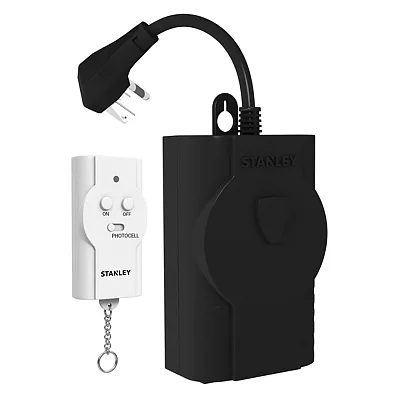 Stanley W31184 2-Ac Outlet Outdoor Grounded Power Hub With Remote Transmitter, 3