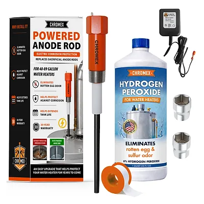 Chromex Cxte-2326 Powered Titanium Anode Rod Kit For Most 40- To 89-Gallon Water