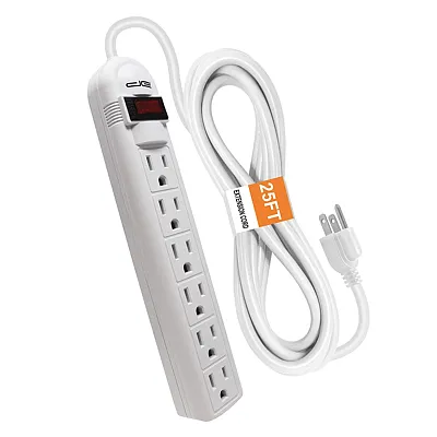 Digital Energy De6Osp-25Ft 6-Ac Outlet 350-Joules Surge Protector Power Strip Wi
