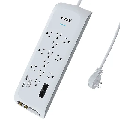 Digital Energy Dee1-1122 12-Ac Outlet 2-Usb Port 4,200-Joules Surge Protector Po
