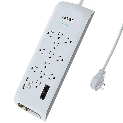 Digital Energy Dee1-1124 12-Ac Outlet 2-Usb Port 4,200-Joules Surge Protector Po
