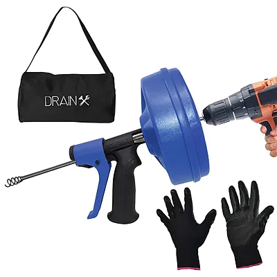 Drainx Dhx1-1046 Spinfeed Drum Auger Drain Snake, Auto Extend And Retract, With