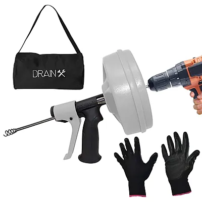 Drainx Dhx1-1047 Spinfeed Drum Auger Drain Snake, Auto Extend And Retract, With