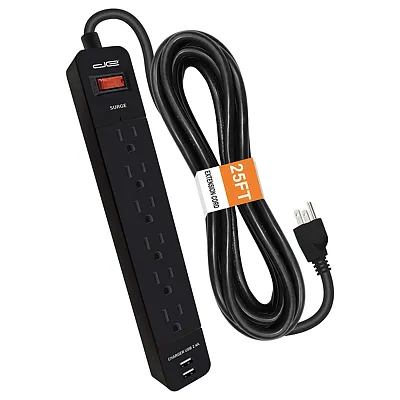 Digital Energy Enr1-1008 6-Ac Outlet And 2-Usb Port 1,050-Joules Surge Protector