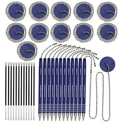 Nadex Coins Ncs8-1205 Ball And Chain Security Pen Set (12 Pen; Blue)