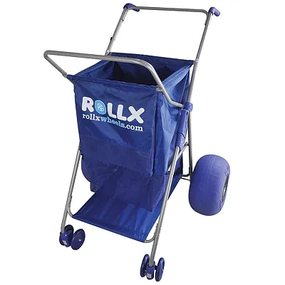 Rollx Rlx1-1107 Foldable Beach Cart Storage Wagon With Big Balloon Wheels, Blue