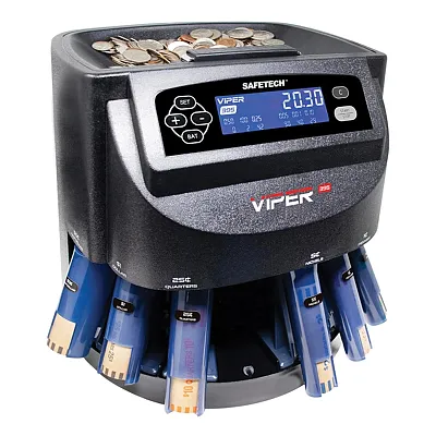 Safetech Stte-1617 Viper V395 Coin Counter, Sorter, And Wrapper, With 48 Preform