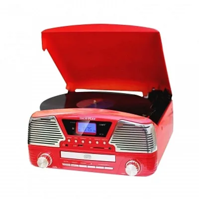 TechPlay 3 Speed Turntable, Programmable MP3 CD Player, USB/SD, Radio &amp; Remo