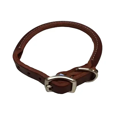 Pet Edge Latigo Round Leather Collar - 5/8in x 16in
