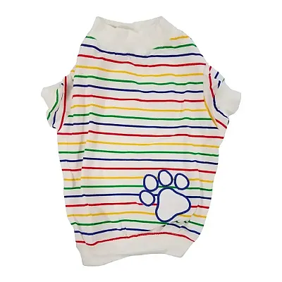 Pet Edge Candy Stripe Pawprint Tee - Large