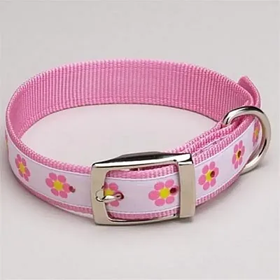 Pet Edge Pink Daisies Ribbon Collars - X Small