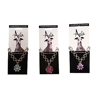 Pet Edge Charm Necklaces - Blue/Green Flower