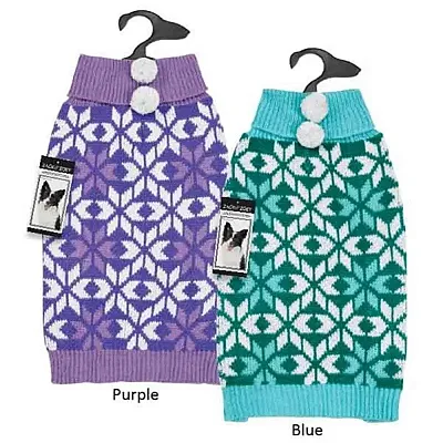 Zack & Zoey Zack & Zoey Elements Snowflake PomPom Sweater-Med-Blue