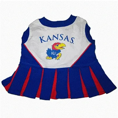 Pets First Kansas Jayhawks Cheerleader Dog Dress - Medium
