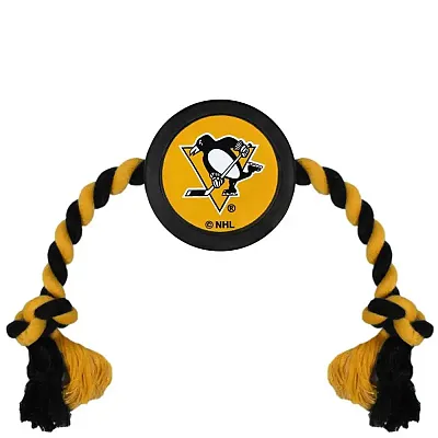 Pets First Pittsburgh Penguins Pet Hockey Puck Rope Toy