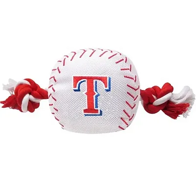 Pets First Texas Rangers Nylon Baseball Rope Tug Toy