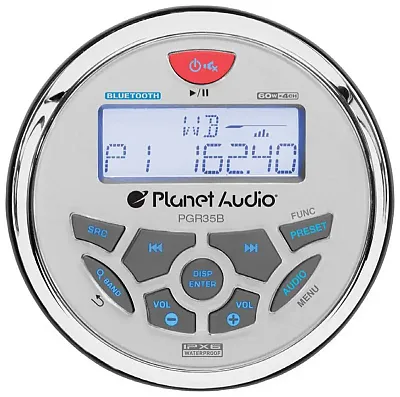 Planet Round Marine Radio (3.5&quot; Diameter) Bluetooth Rear Aux Inp
