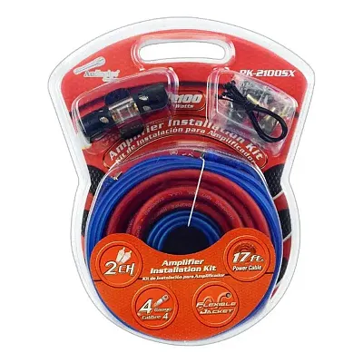 Audiopipe 4 Gauge Amplfiier Kit Includes 17Ft Rcared & Black Power Wire80Amp Afc