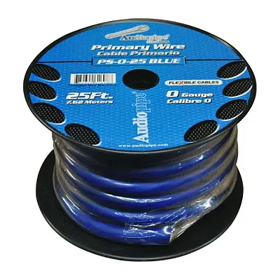 Audiopipe Primary Wire 0 Gauge 25Ft Blue