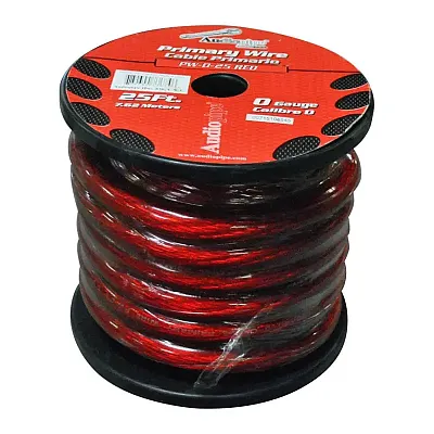 Power Wire Audiopipe 0Ga. 25&#039; Red