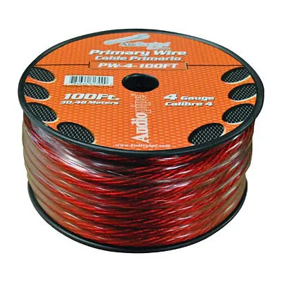Power Wire Audiopipe 4Ga 100&#039; Red
