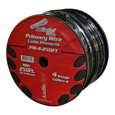 Power Wire Audiopipe 4Ga 250&#039; Black