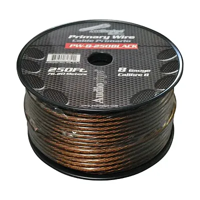 Power Wire Audiopipe 8Ga 250&#039; Black
