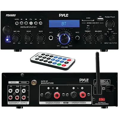 Pyle Pda6Bu 2.0-Channel 200-Watt-Max Bluetooth Compact Stereo Amplifier/Receiver