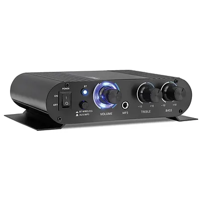 Pyle Pfa330Bt 90-Watt-Peak 2.0-Channel Class-T Mini Amplifier With Bluetooth, Mi