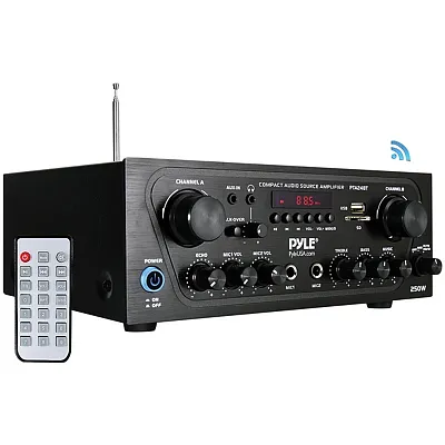 Pyle Pta24Bt 2.0-Channel 250-Watt-Max Bluetooth Stereo Amplifier/Receiver With 2