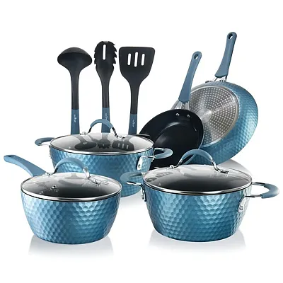 Nutrichef Nccw11Bd Diamond Home Kitchen Cookware Set (Blue)
