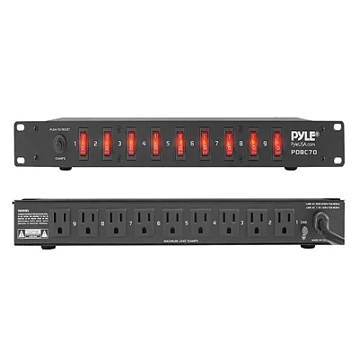 Pyle Pdbc70 9-Outlet 15-Amp 150-Joules Power Supply Control Unit, Ac Noise Filte