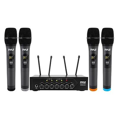 Pyle Pdwm4120 Home And Office Uhf 50-Channel Wireless Microphone System With 4 H