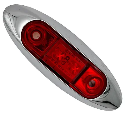 RV DESIGNER L933 Red Oblong W/ Chrome Bezel Led Mark