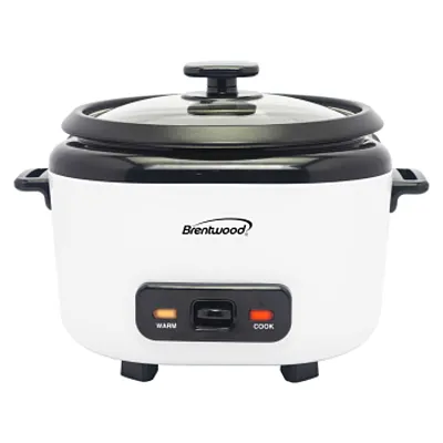 Brentwood 10-Cups Cooked Rice Cooker in White with Steam Tray
