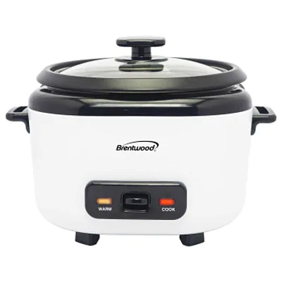 Brentwood 16 Cup Cooked Rice Cooker with Steam in White