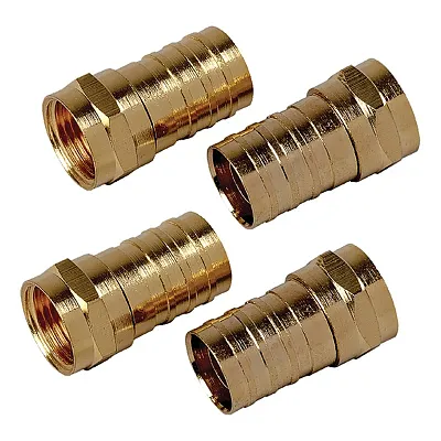 Rca Vh1454Rv Rg6 Gold-Plated Crimp Connector, 4 Pack