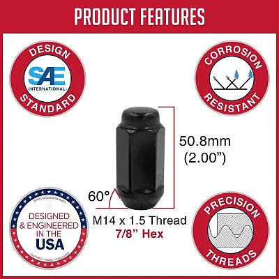 REVOLUTION 131148BLK Lug-Blg 2.00 7/8-M14 1.5 Blk(Box Of