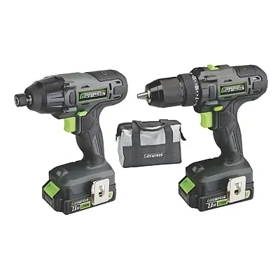 Genesis Gl20Didkb2 20-Volt Cordless Li-Ion 2-Speed Drill Driver/Impact Driver Co