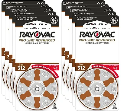 Rayovac Proline Advanced Hearing Aid Batteries | Size 312 (60 pack) 312CR-6PROU