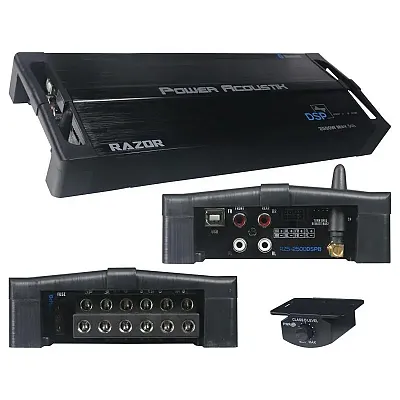 Power Acoustik Compact 5 Channel Amplifier With Built-In Dsp 1200W Rms/2500W Max